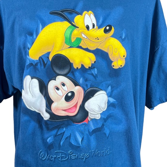Walt Disney World Mens Mickey Mouse & Pluto 2XL T-Shirt Graphics on Both Sides - Picture 2 of 9